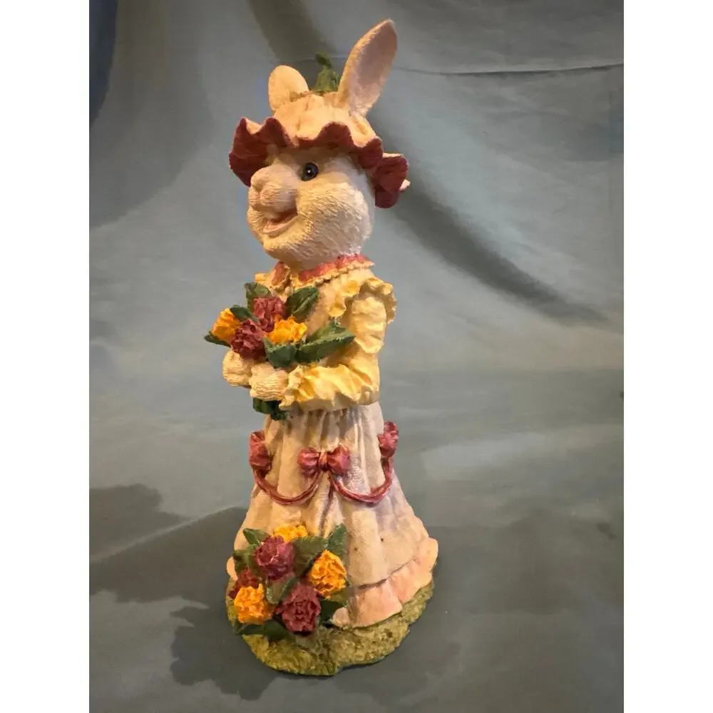 Vintage Resin Easter Bunny Girl Figurine 9